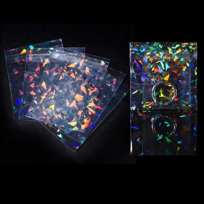 Jewelry Plastic Pouch 50Pcs Transparent Laser Fragment Retail Self-Adhesive Bags