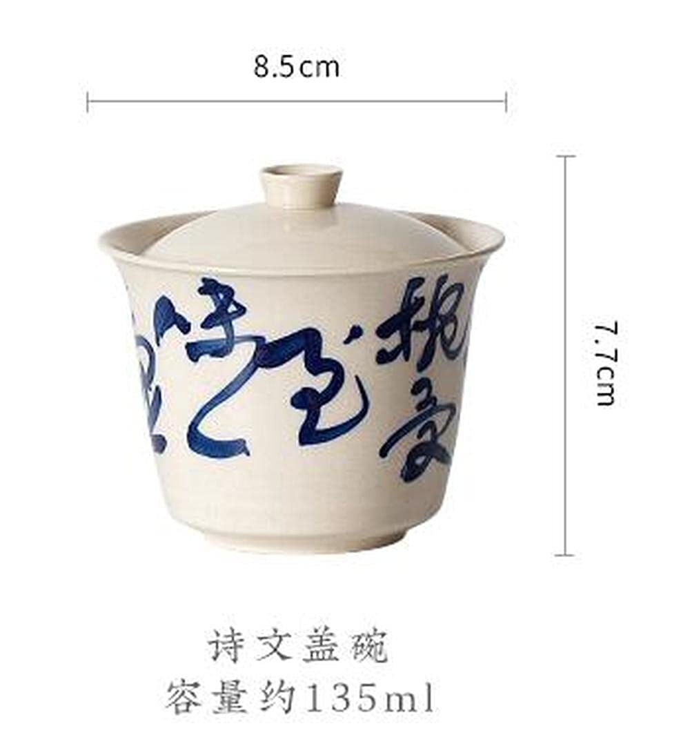 135ml Jingdezhen Poetry Text Gaiwan Hand Cup Kung Fu Tea Set Tea Bowl