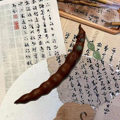 Vintage Red Sandalwood Pea Hairpin Chinese Style Tassel-free Bun Stick