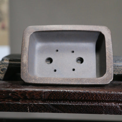 Ceramic Purple Sand Rectangle Bonsai Pot Tradition Chinese Pattern Decoration