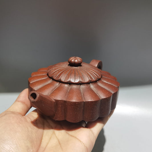 China Yixing Zisha Clay Handmade Exquisite Kung Fu Tea Set Teapot 品名：筋纹水扁 底款：汪寅仙