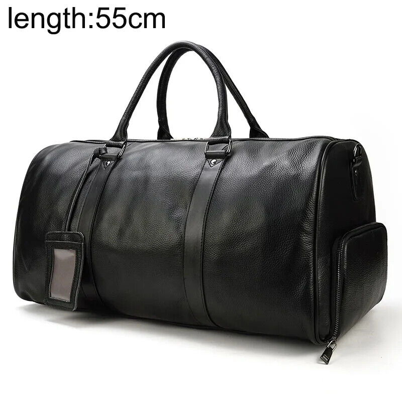 Genuine Leather Travel Bag Men Women Cowhide Casual Travel Weekend Shoulder Bag