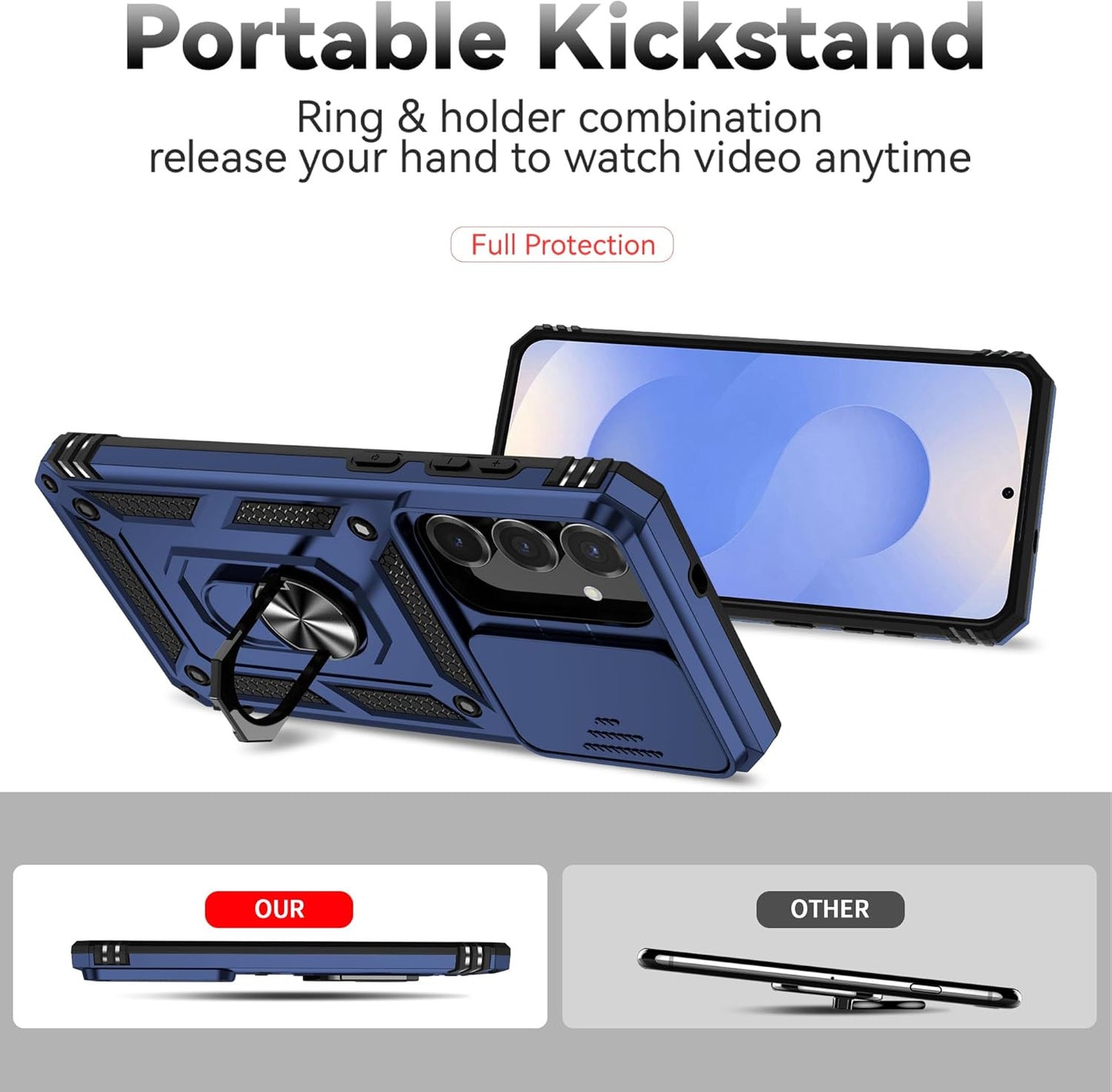 For Samsung Galaxy S25 FE Case,With Screen Protectors and Camera Cover,[Military