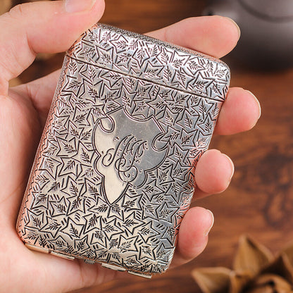 New Hand Carved Cigarette Case Antique Metal 14 Cigarettes Case Box