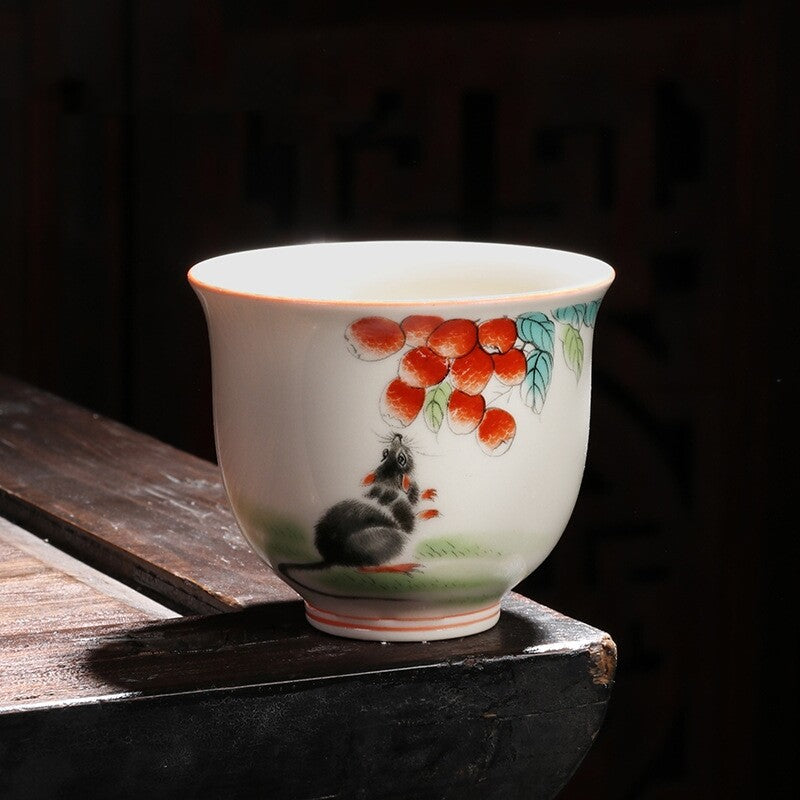 One Cup Chinese Symbolic Animals Porcelain Animal Print 125ml Master Tea Cup New