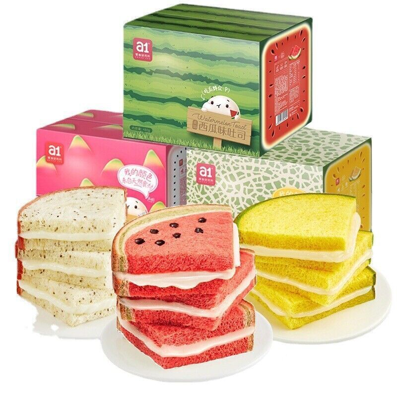 西瓜吐司软面包480g儿童营养早餐学生零食 Watermelon Toast Soft Bread 480g Student Snack