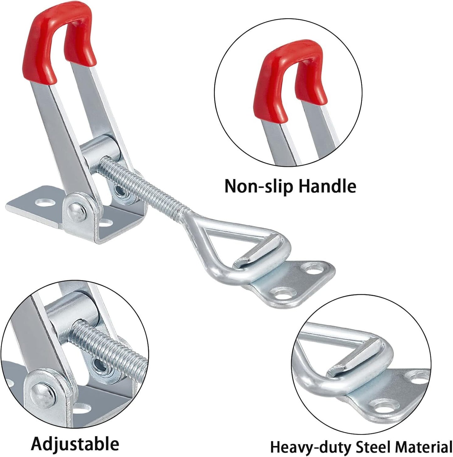 8Pcs Heavy Duty Steel Toggle Latch Catches Adjustable Lock Clamp For Boxes Case