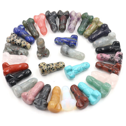 Mini Penis Figurine Natural Quartz Stone Crystal Healing Carved Crafts 10-100pcs