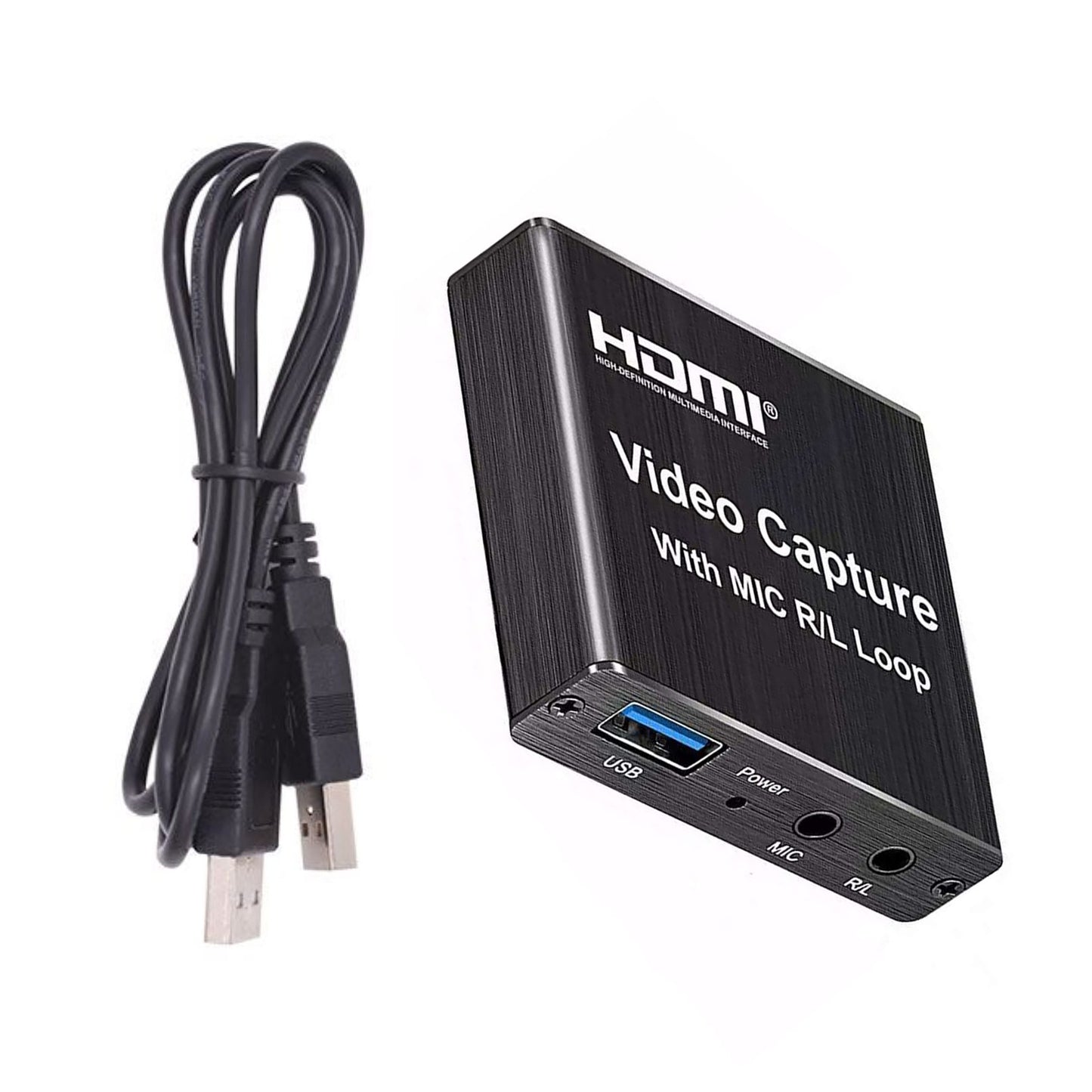 1080P Video Capture Card 4K Screen Record Game Streamer Device MIC R/L Loop