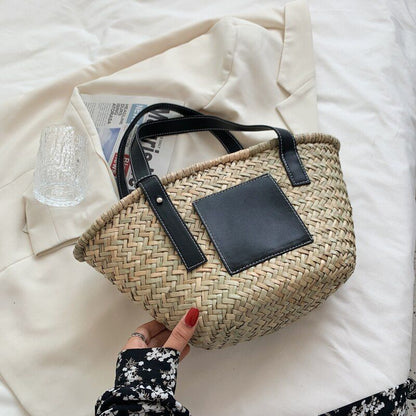 Weave Straw Rattan Crossbody Shoulder Bag Beach Handbag Purse 39*12*21 CM Pouch