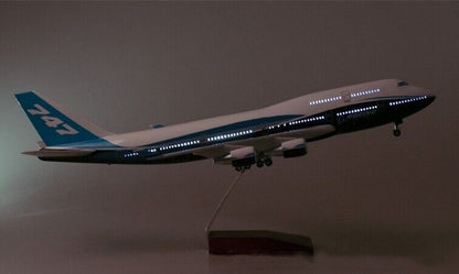 1:150 47CM BOEING 747-400 Airplane Led Sound-Controlled Light Resin Plane Model
