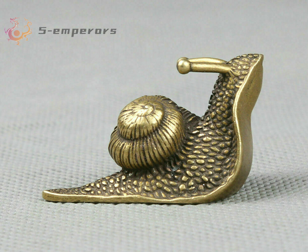 Rare Chinese old bronze handmade Small Snail Statue figure Tea pet decoration