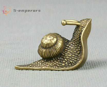 Rare Chinese old bronze handmade Small Snail Statue figure Tea pet decoration