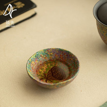 Hand Painted Multicolor Rock Glaze Tea Cup 7.9cm 65ml Personal Master Teacup