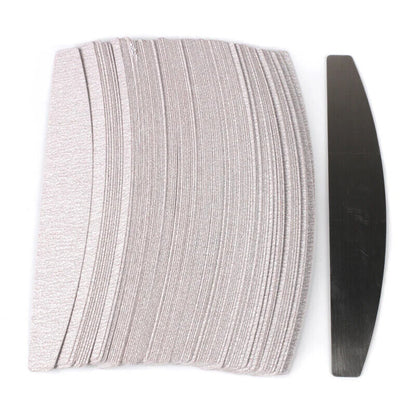 Nail Files 50-100Pcs Gray Removable Pads Metal Handle Replacement Sandpaper Tool
