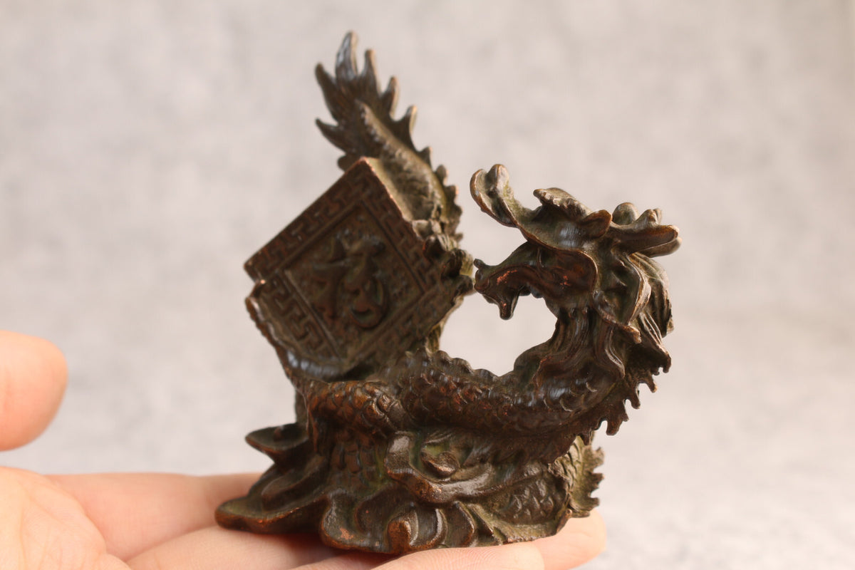 Rare Chinese Bronze Collection Dragon Statue Figure Tea Pet Table Decoration