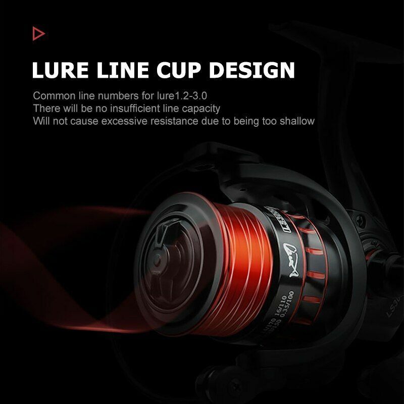 Fishing Reel Gear Ratio 5.0:1 Shallow Metal Spool Spinning Saltwater Black Red