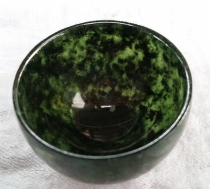 Natural Black Green Jade Cup Bowl Jade Winebowl Diameter 5.2cm 2inch