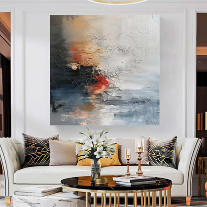 Hand-painted oil painting Abstract on canvas Modern wall decor art Sea Gray