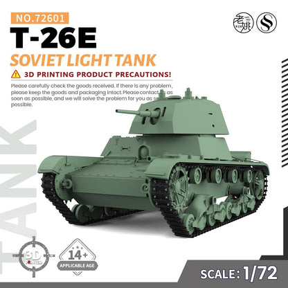 SSMODEL SS72601 1/72 25mm Military Model Kit Soviet T-26E Light Tank