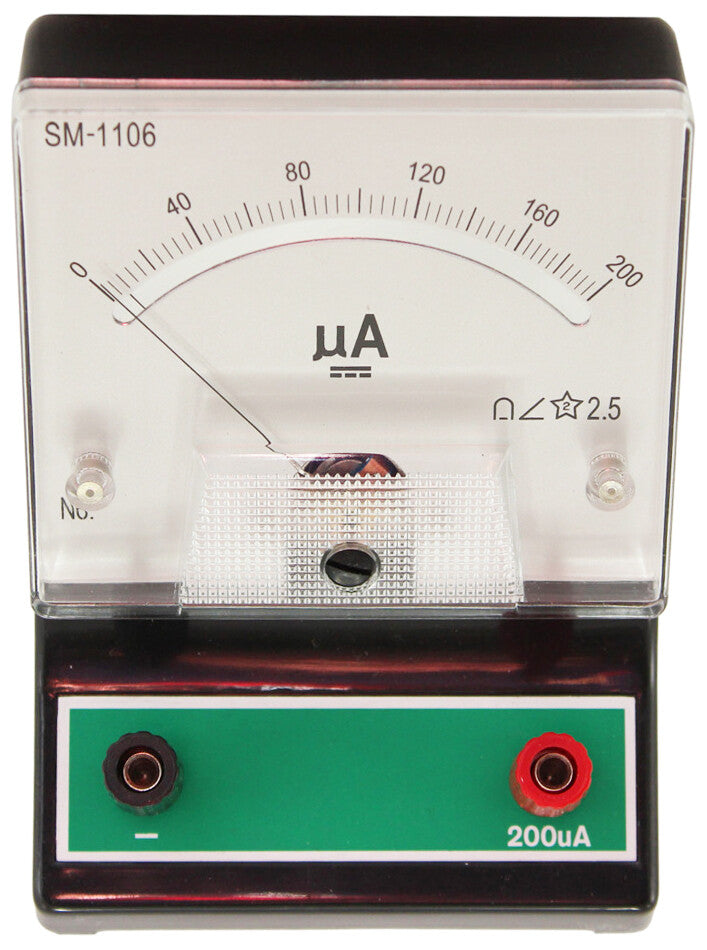 Analog Ammeter DC 0-200µA Meter Movement - Measures DC Current in a DC Circuit