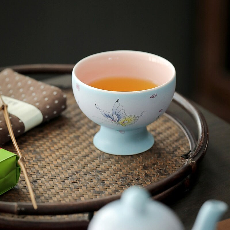 Artful Tea Cup Handmade Personal Cup Gradient Color Ceramic Chabei For Lady New