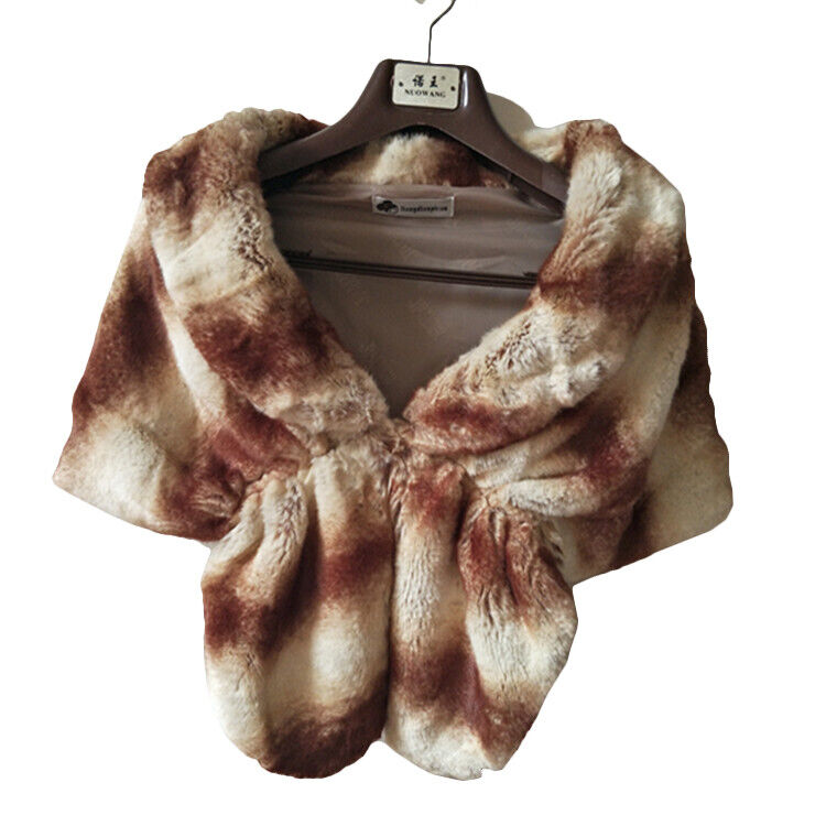 Elegant High-grade Bridal Wedding Luxury Fur Long Shawl Stole Wrap Shrug Scarf