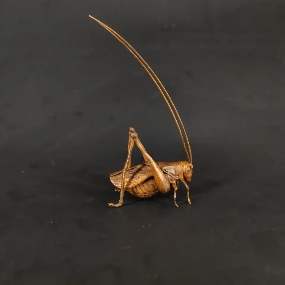 Handmade Small Grasshopper Copper Plate Copper Grasshopper Tea Pet Ornament -