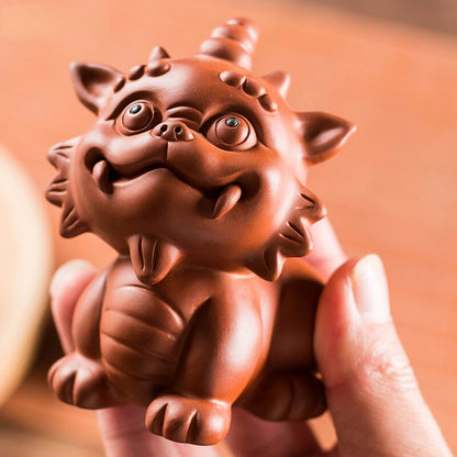 Little Lion Statue Tea Pet Decor Creativity Ornament Tea Ceremony Purple Clay