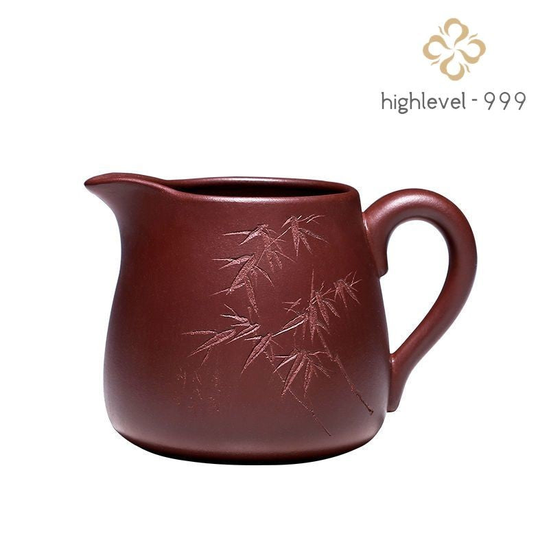 260ml Yixing Purple Clay Handcarved Bamboo Fair Cup Tea Divider Kungfu Teaware
