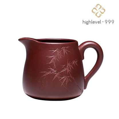260ml Yixing Purple Clay Handcarved Bamboo Fair Cup Tea Divider Kungfu Teaware