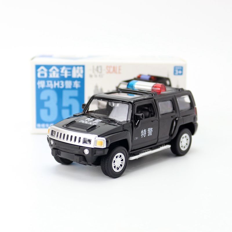 1:43 Diecast Hummer H3 Police SUV Metal Car Model Toy Pull Back Door Open Gift