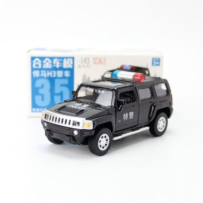 1:43 Diecast Hummer H3 Police SUV Metal Car Model Toy Pull Back Door Open Gift