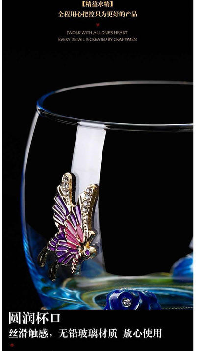 Enamel Flower Tea Cup Milk Mugs Household Heat Resistant Glass Water Cup