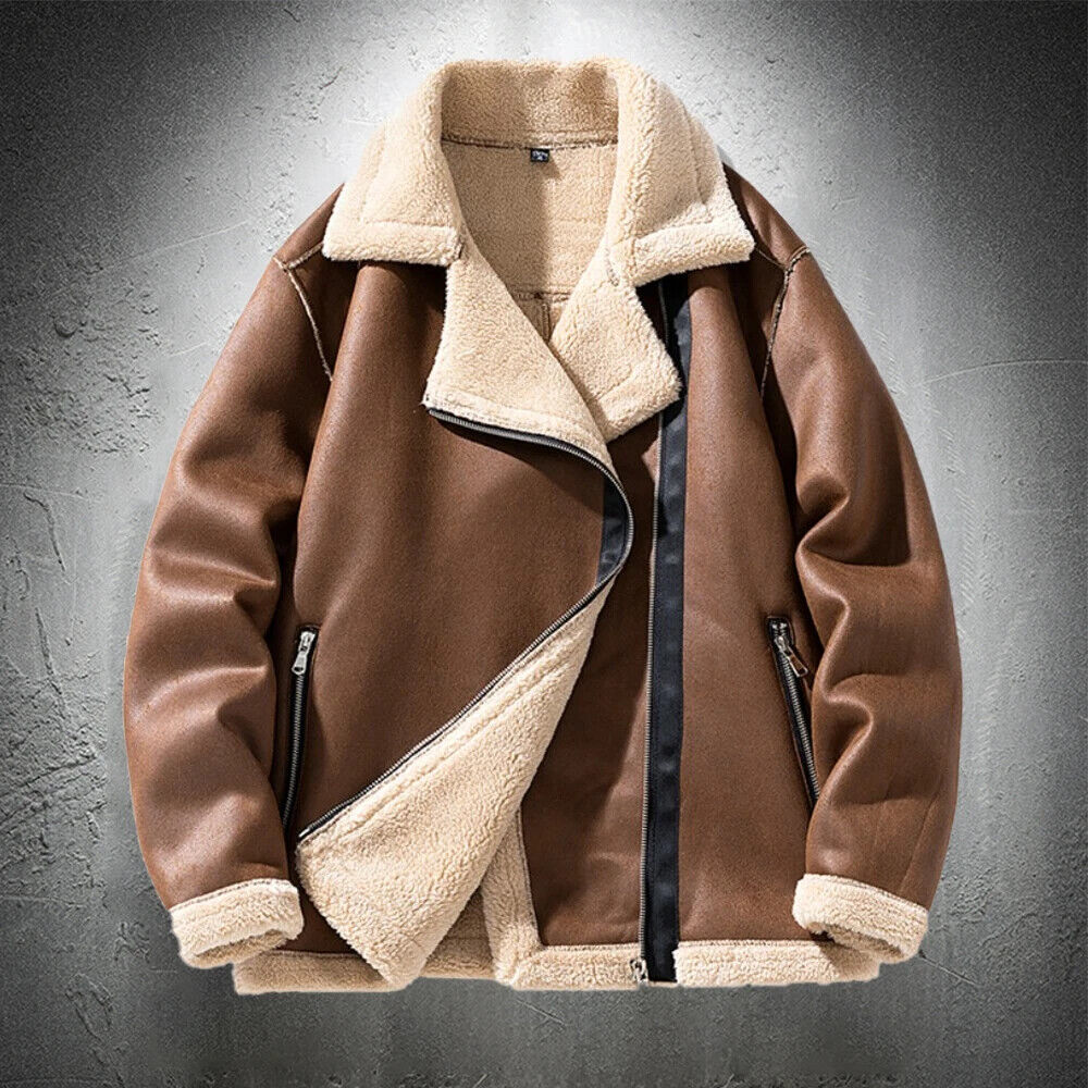 Jackets Men Winter Motorcycle Jackets Streetwear Fur Lined Thick Warm Coats