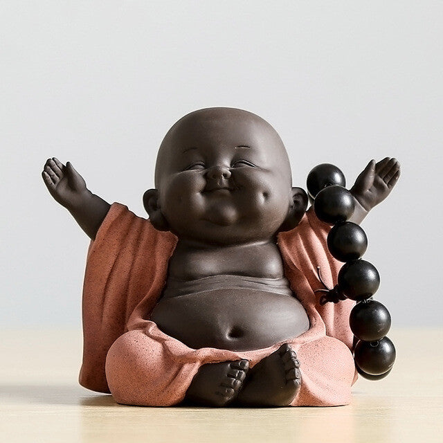 H13cm Happy Buddha Yixing Zisha Purple Clay Tea Pet Home Decoration On Tea Tray