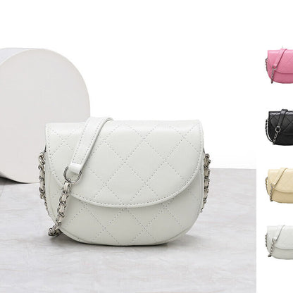 Mini Quilted Sheepskin Leather Saddle Shoulder Bag Flap Purse Handbag Crossbody