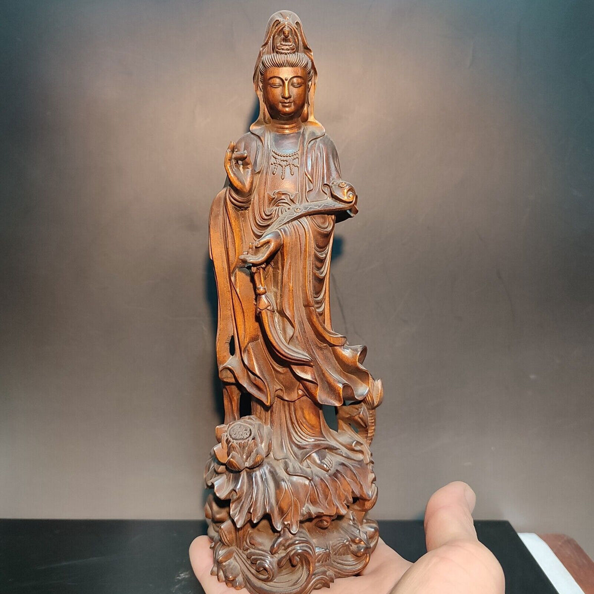 Wooden Chinese Kwan-Yin Statues Figurines Quan Yin Statues Buddha Wood Carving