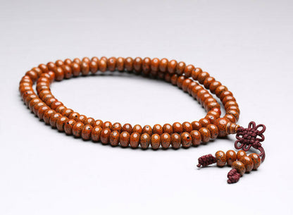 8x5mm 108 red star & moon Bodhi Prayer beads Flat Mala Necklace 老星月菩提子算盘珠