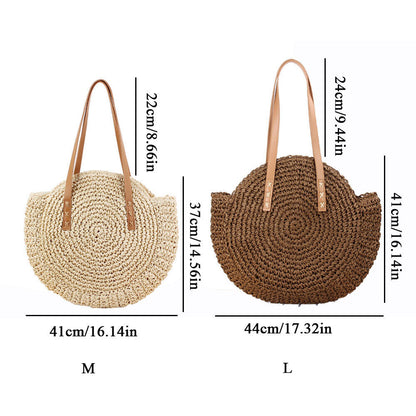 Womens Wicker Handbag Bags Tote Beach Straw Woven Summer Rattan Basket Bag