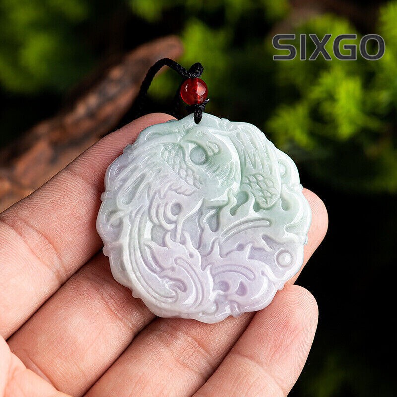 Real Grade A 100% Natural Lavender Jade Jadeite Women Circle Phoenix Pendant