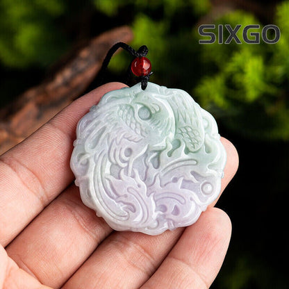 Real Grade A 100% Natural Lavender Jade Jadeite Women Circle Phoenix Pendant