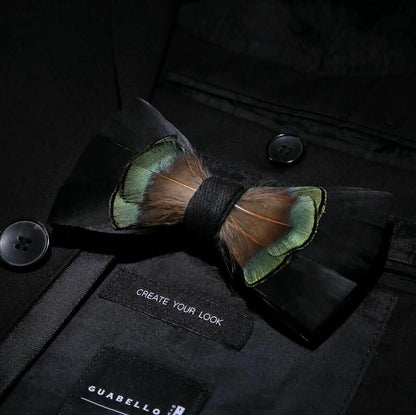 Men's Luxury Bowtie 12x5cm Peacock Feather Leather Bow Ties Fashion Party Formal