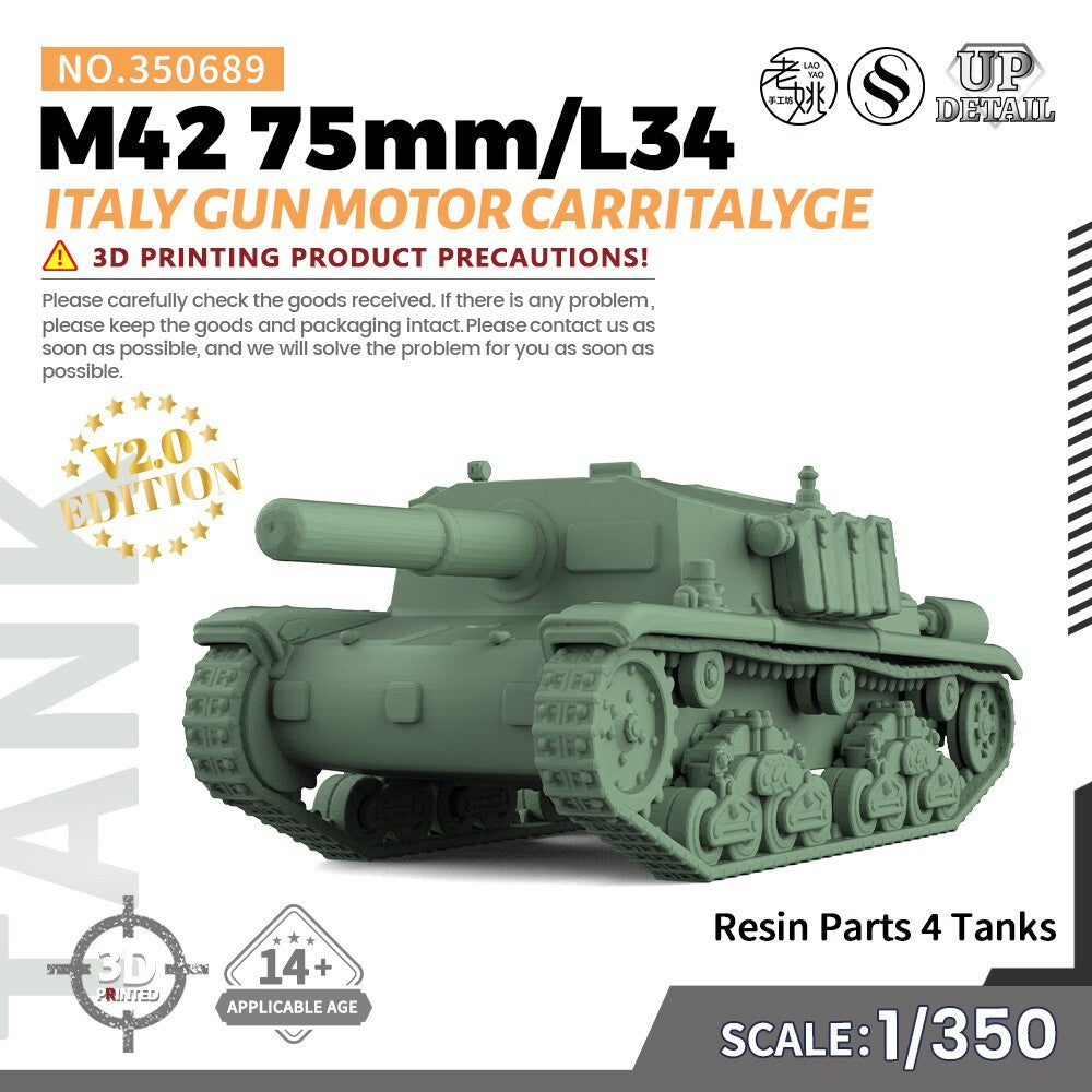 SS350689 1/350 Military Model Kit Italy M42 75mm/L34 Gun Motor CarrItalyge