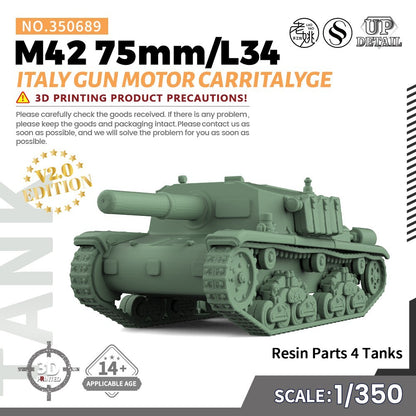 SS350689 1/350 Military Model Kit Italy M42 75mm/L34 Gun Motor CarrItalyge