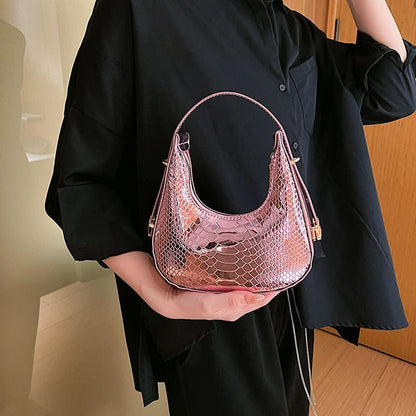 Versatile Bags Luxury Stone Design Handbag Shoulder Underarm Half Moon Purse 1PC