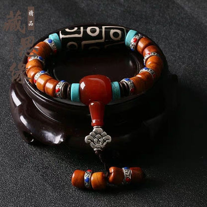 Tibetan Style Beads Bracelet 8x10mm Prayer Beads Wrist Mala Unisex