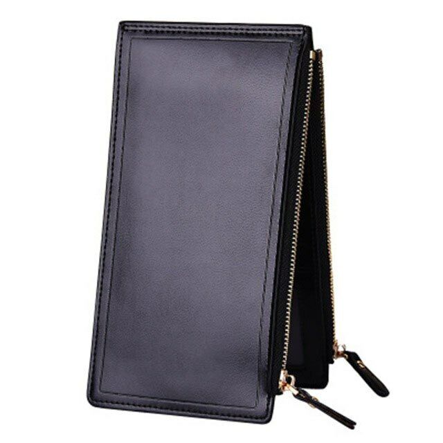 Unisex Long Zipper Wallet Card&ID Bag Clamps Purse Genuine Male&female Cash Clip