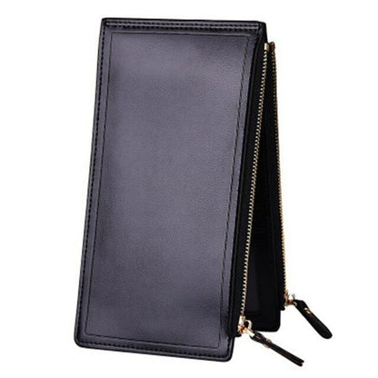 Unisex Long Zipper Wallet Card&ID Bag Clamps Purse Genuine Male&female Cash Clip
