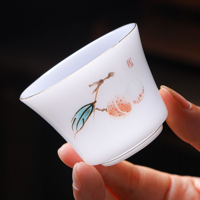 White Porcelain Tea Cup Thin Tire Ceramics Ice Jade Porcelain Small Tea Cup